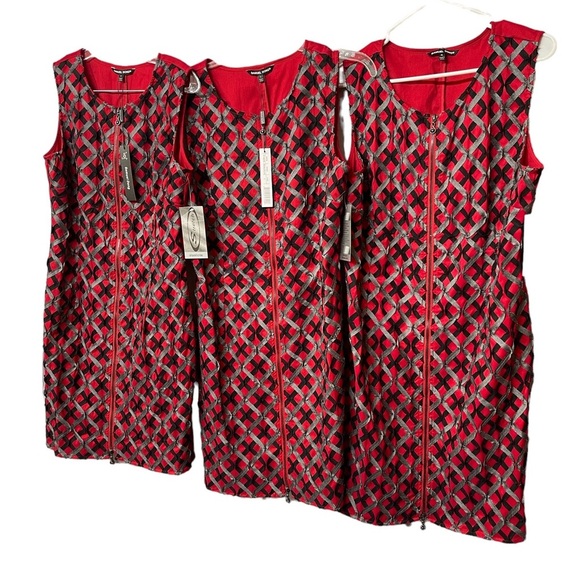 New Samuel Dong stretch square red/black dress size (S)(L)(XL) - Picture 16 of 16